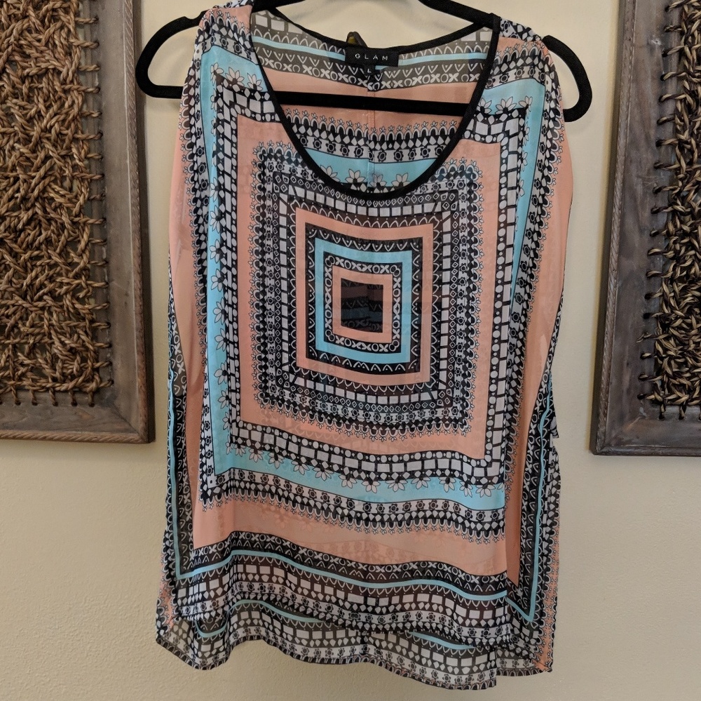 EUC SHEER SHORT SLEEVE COLD SHOULDER BLOUSE